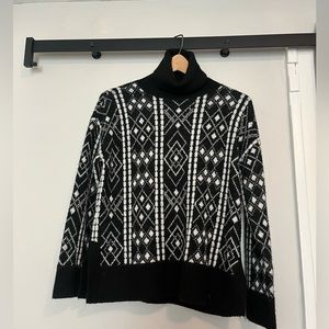 Loft black and white acrylic turtleneck sweater. Size small.